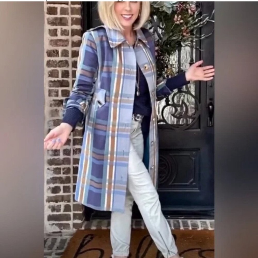 Cabi Plaid Highclere Trench Coat, style 6248, medium